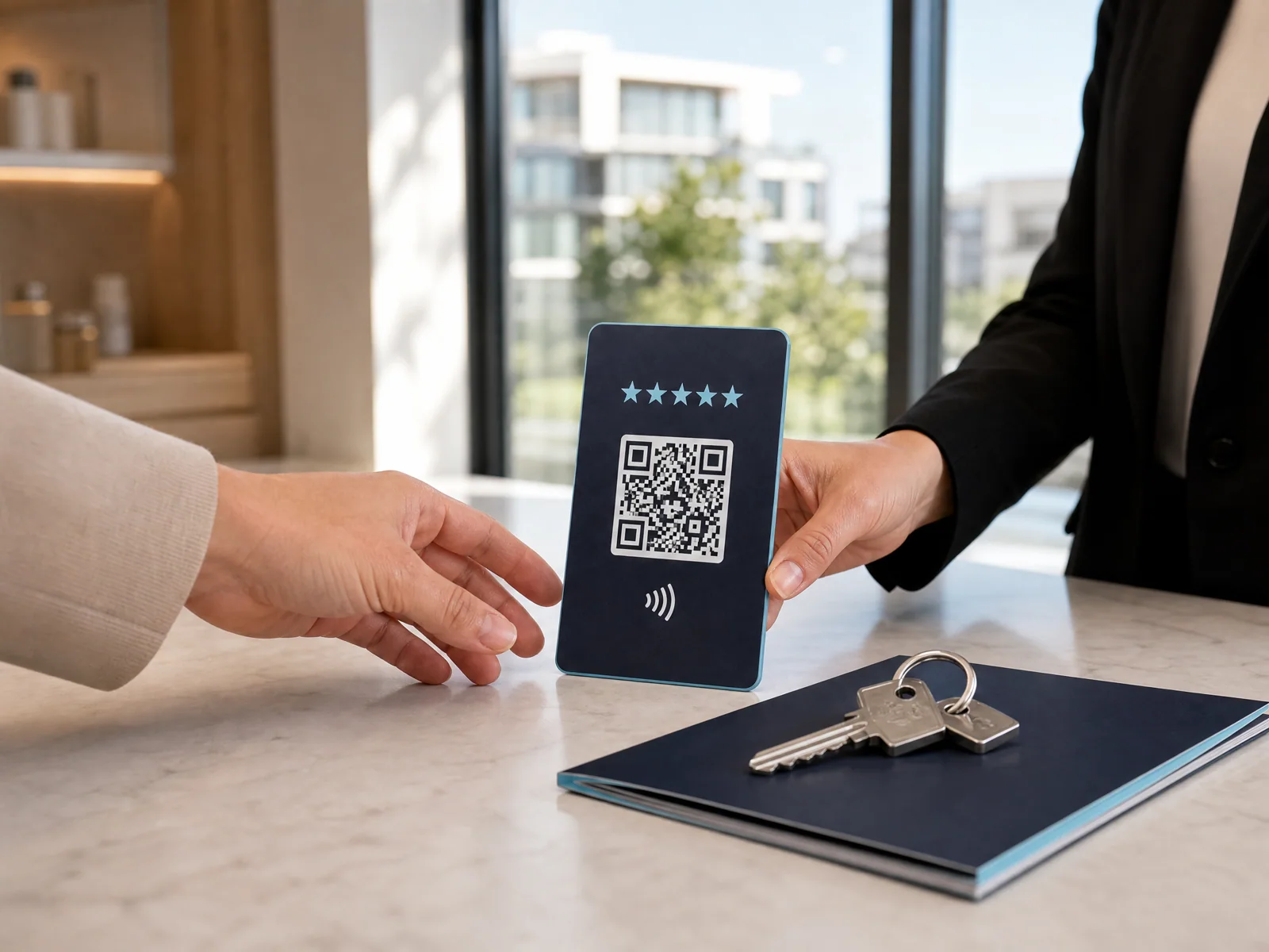 NFC- und QR-Bewertungskarte für Immobilien