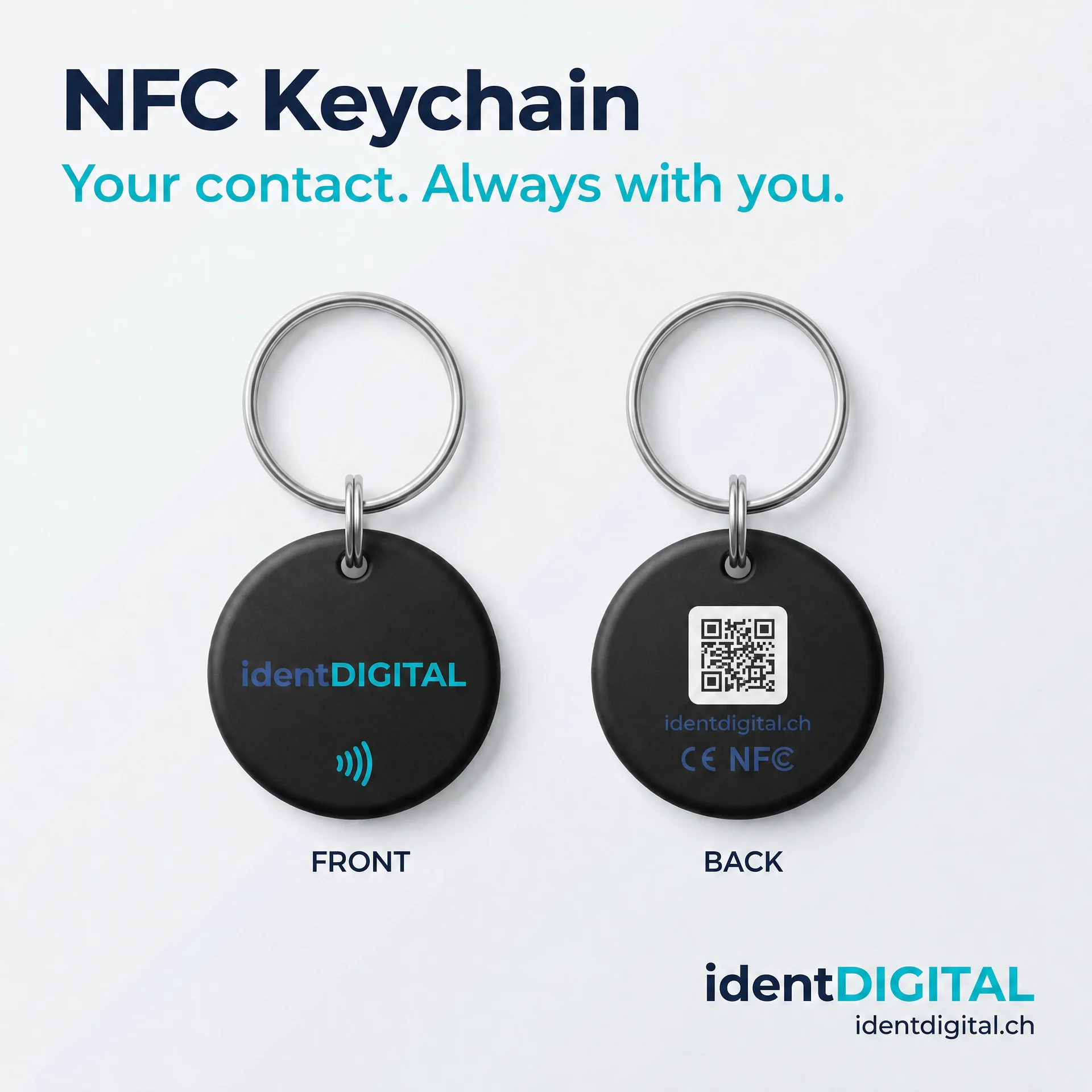 NFC Keyring PVC – digital business card with mini-website